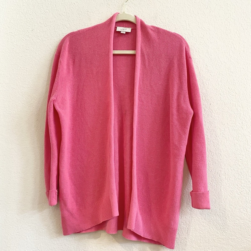 Ann Taylor Loft Women's Open Cardigan Size Small Ribbed 100%‎ Cotton Sweater